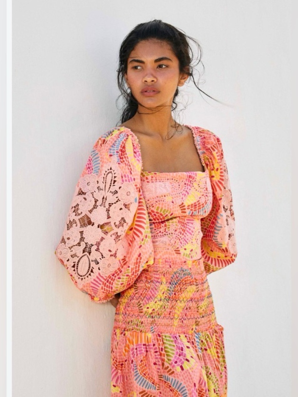 FARM Rio Dotted Bananas Pink Floral & Tropical Tiered Maxi Skirt - Picture 5 of 8